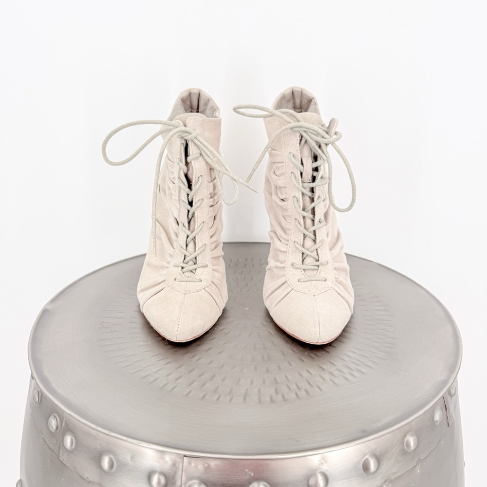 Steven By Steve Madden Light Beige Lace-Up Booties